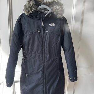 The North Face Hyvent Down Arctic Parka Coat Long Faux Fur Hood Women Med Black